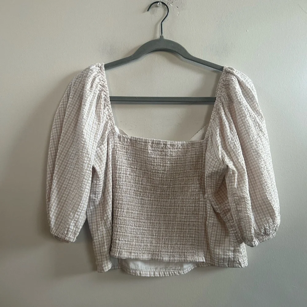 Abercrombie puff sleeve blouse large‎